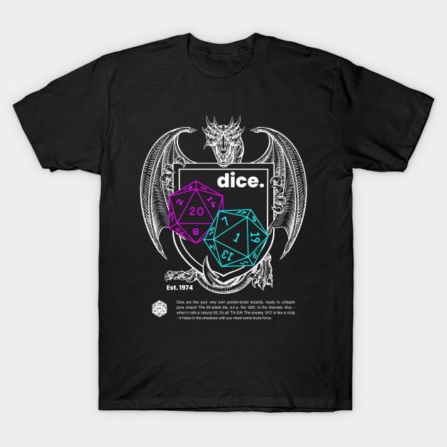 Board Game Dragon Dice Lover T-Shirt by Pink Syrup Workshop
